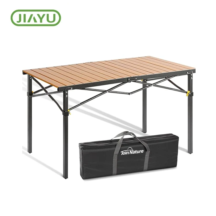 Opvoubare soliede hout yster kampeertafel